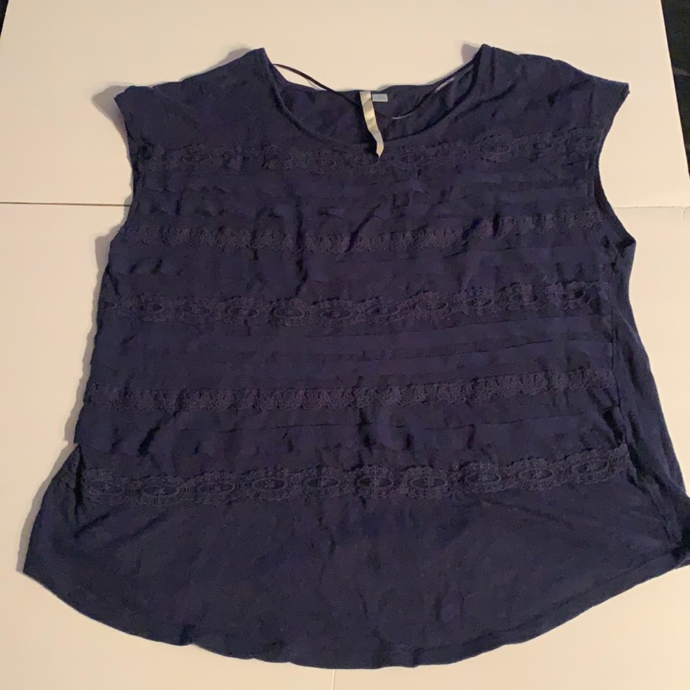LC Lauren Conrad blue fringe shirt